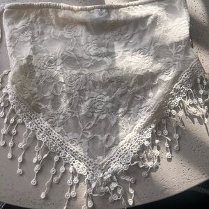 White Lace Fringe tube top